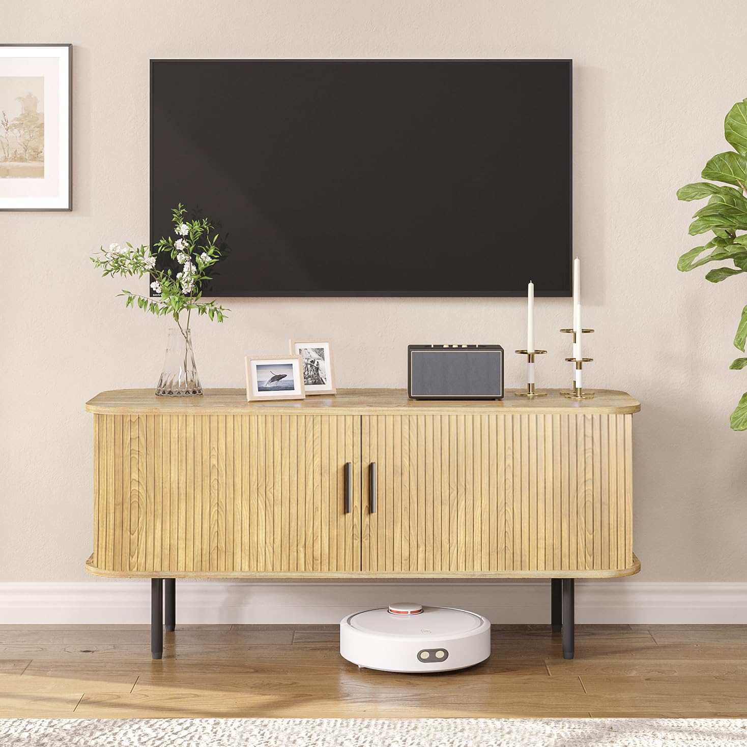 Gaming Console Cabinet - طاولة تلفاز ذات تصميم طبيعي مموج