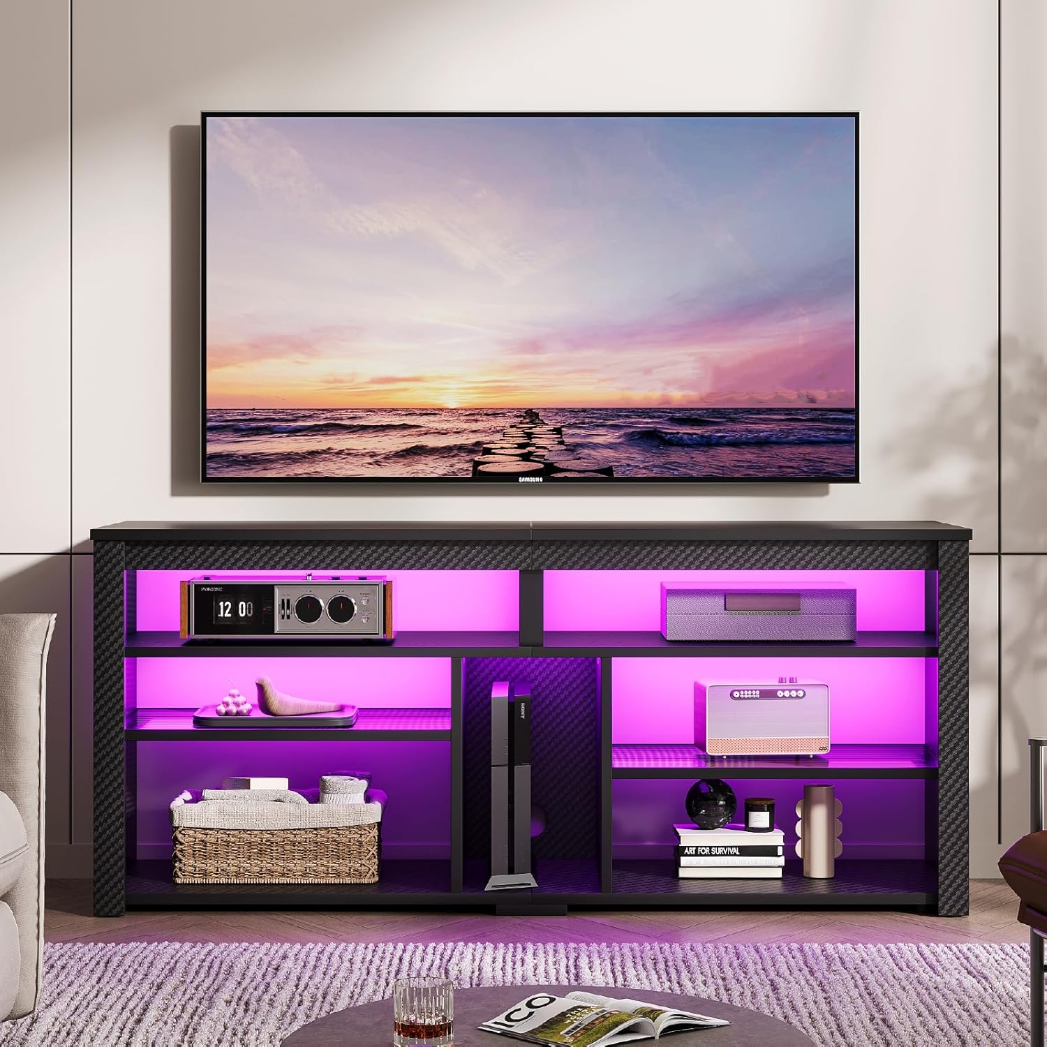 Gaming Console Cabinet - خزانة تلفزيون LED مع رف قابل