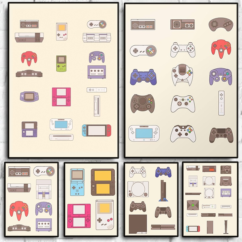 Handheld Gaming Console - لوحة فنية قماشية لتطور أجهزة ألعاب