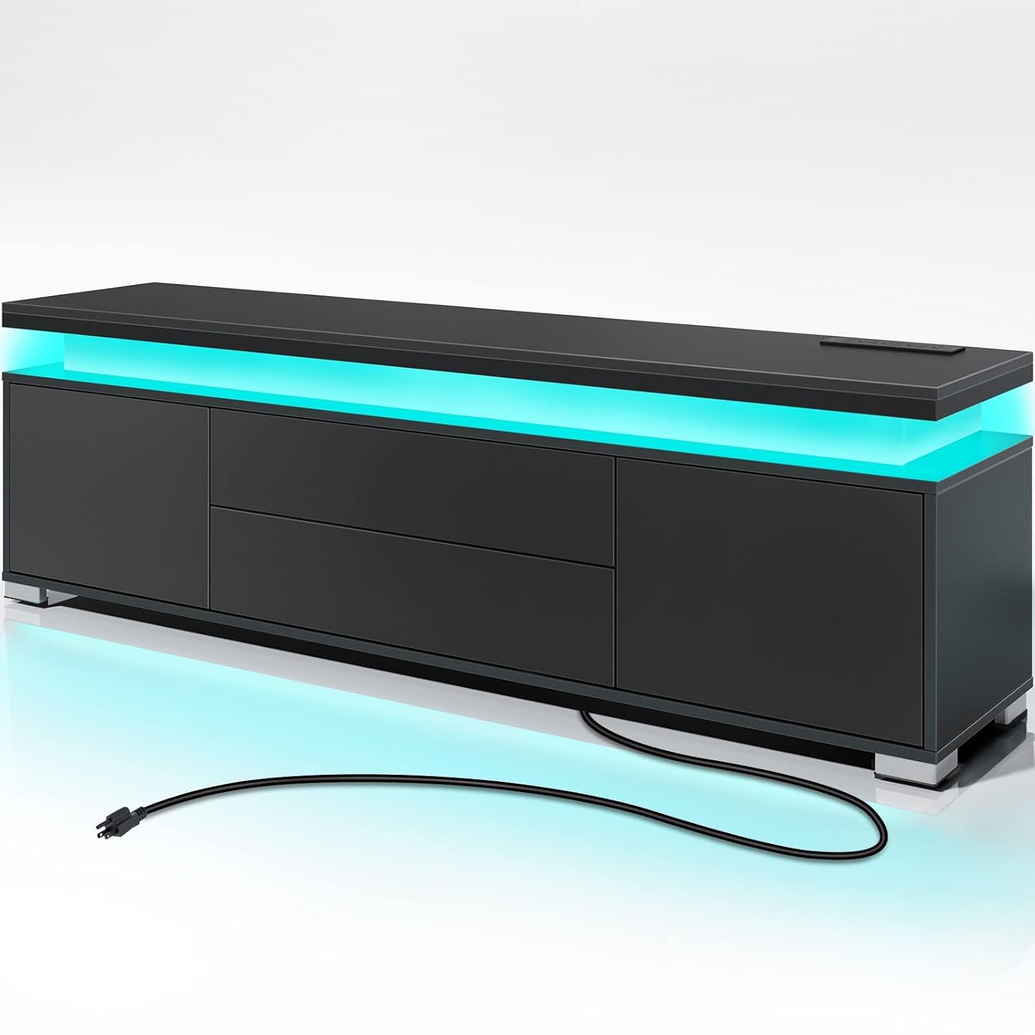 Gaming Console Cabinet - حامل تلفاز مع مقبس طاقة وإضاءة