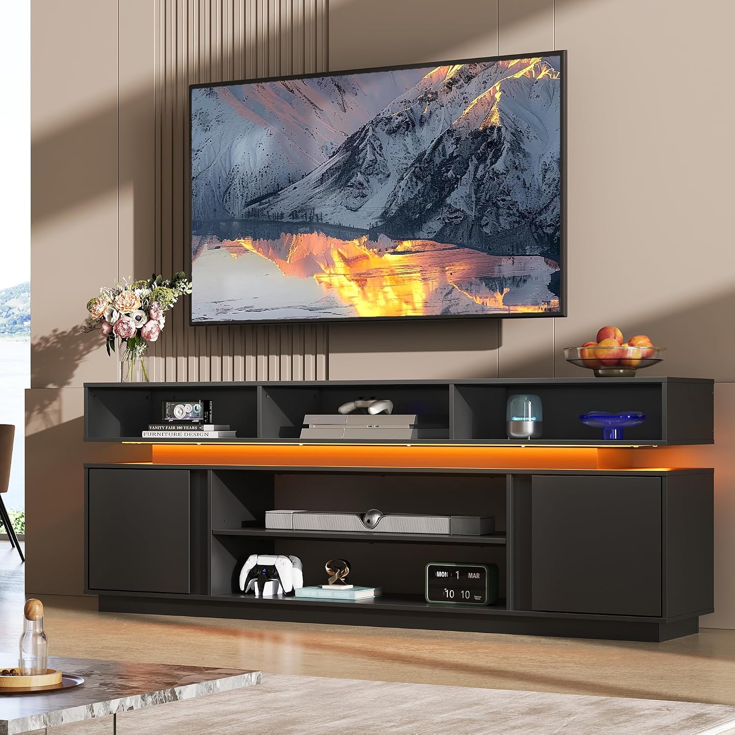 طاولة تلفزيون عصرية 75 بوصة، م - مراجعة Gaming Console Cabinet وسعره