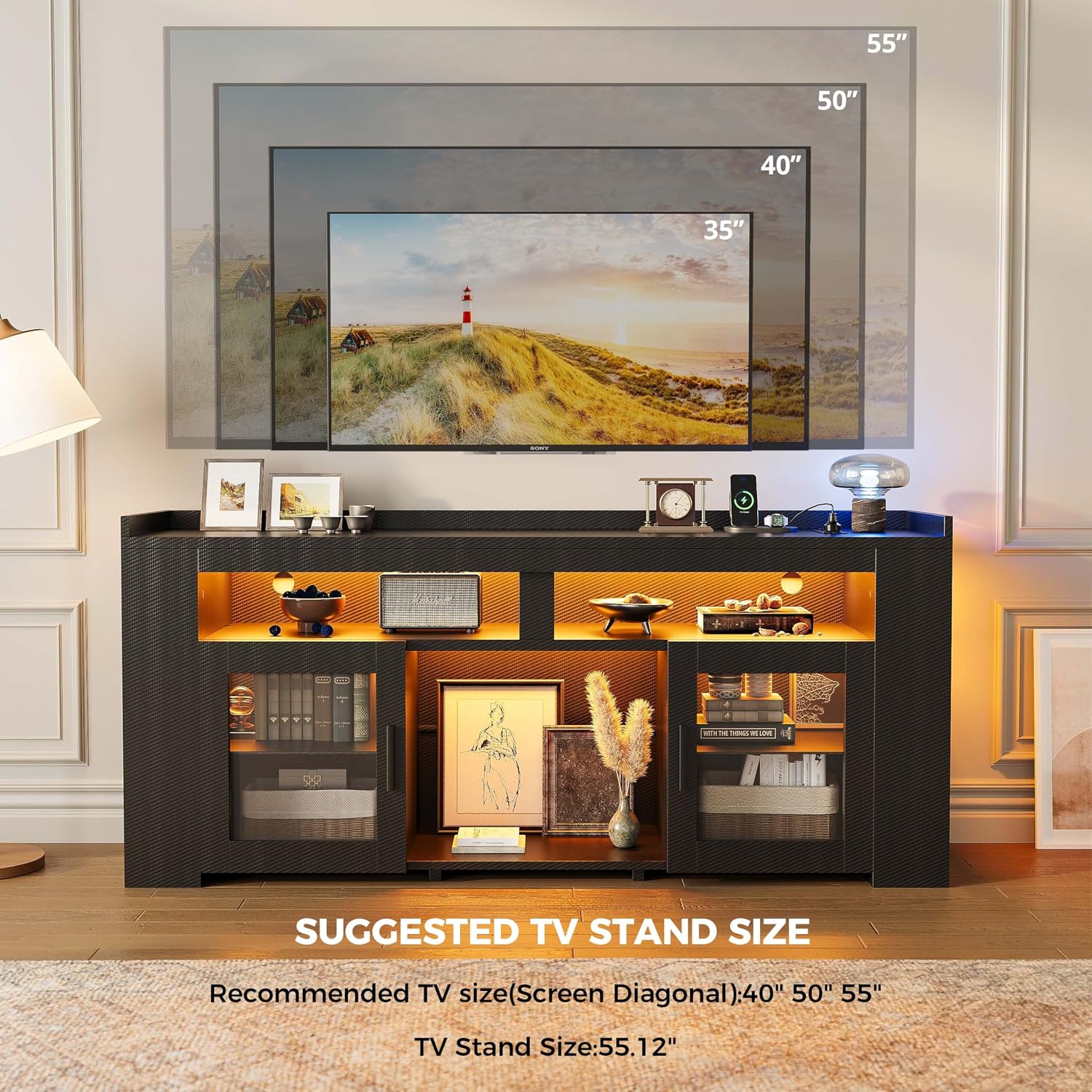 حامل تلفاز مع محطة شحن وإضاءة  - مراجعة Gaming Console Room وسعره