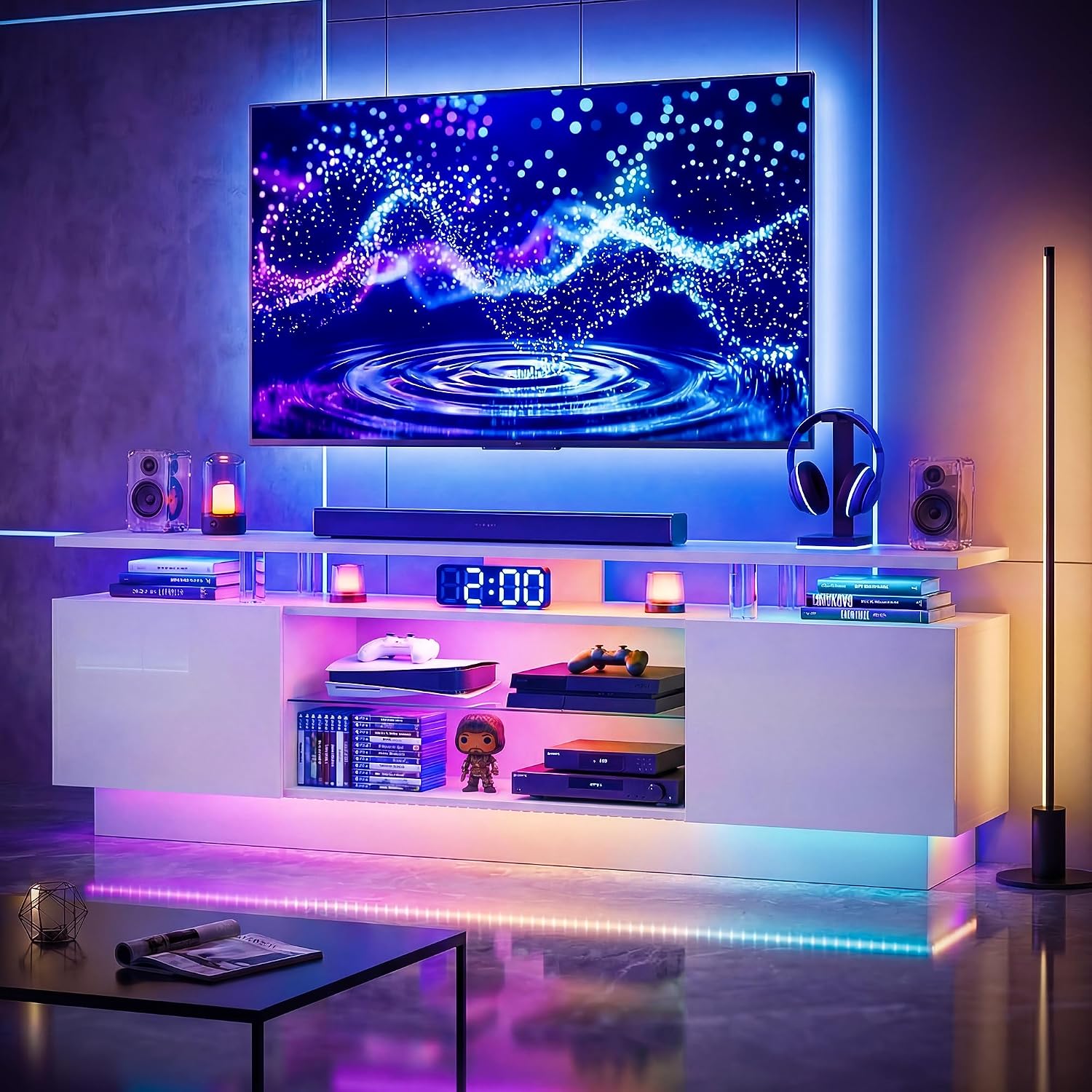 حامل تلفزيون عالي اللمعان مقاس - مراجعة Gaming Console Cabinet وسعره