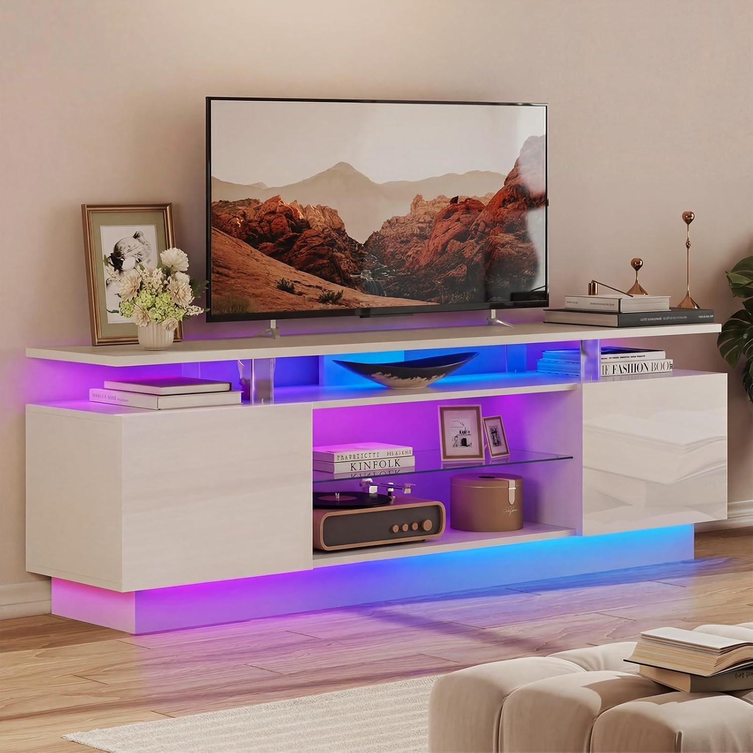 حامل تلفزيون عالي اللمعان مقاس - مراجعة Gaming Console Cabinet وسعره