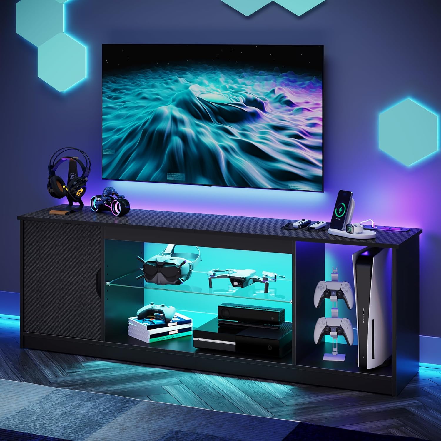 حامل تلفزيون مع منافذ طاقة، وح - مراجعة Gaming Console Room وسعره